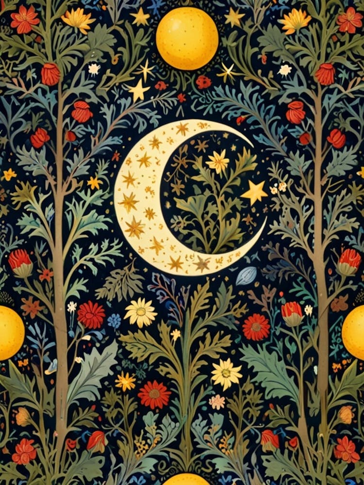 William Morris Moon And Flowers 13