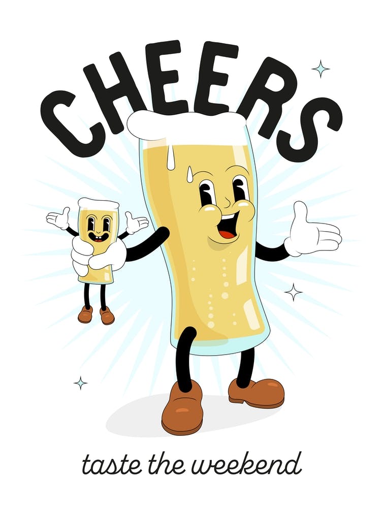 'Cheers' retro beer print