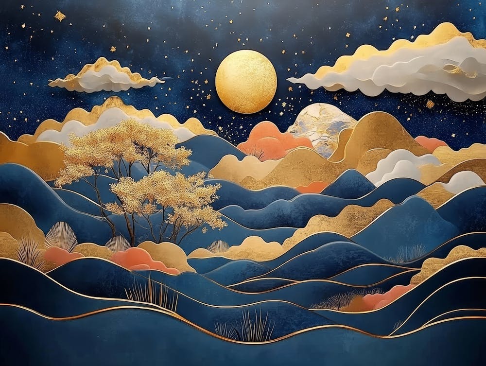 3d Modern Art With Dark Blue Background 1