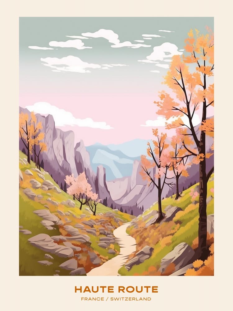 Haute Route France Switzerland 4 - Affiche de randonnée