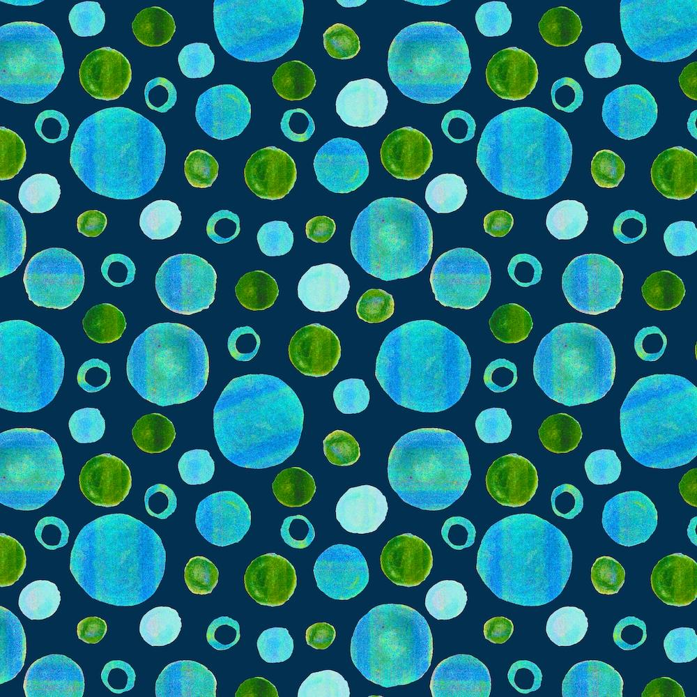 Circles Large Small 2 Blue Green On Blue