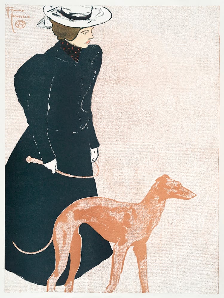 Woman With Greyhound (1897), Edward Penfield