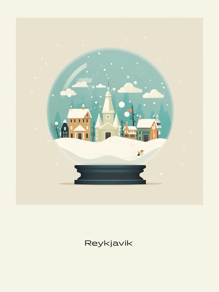 Reykjavik Iceland 3 Snowglobe Poster