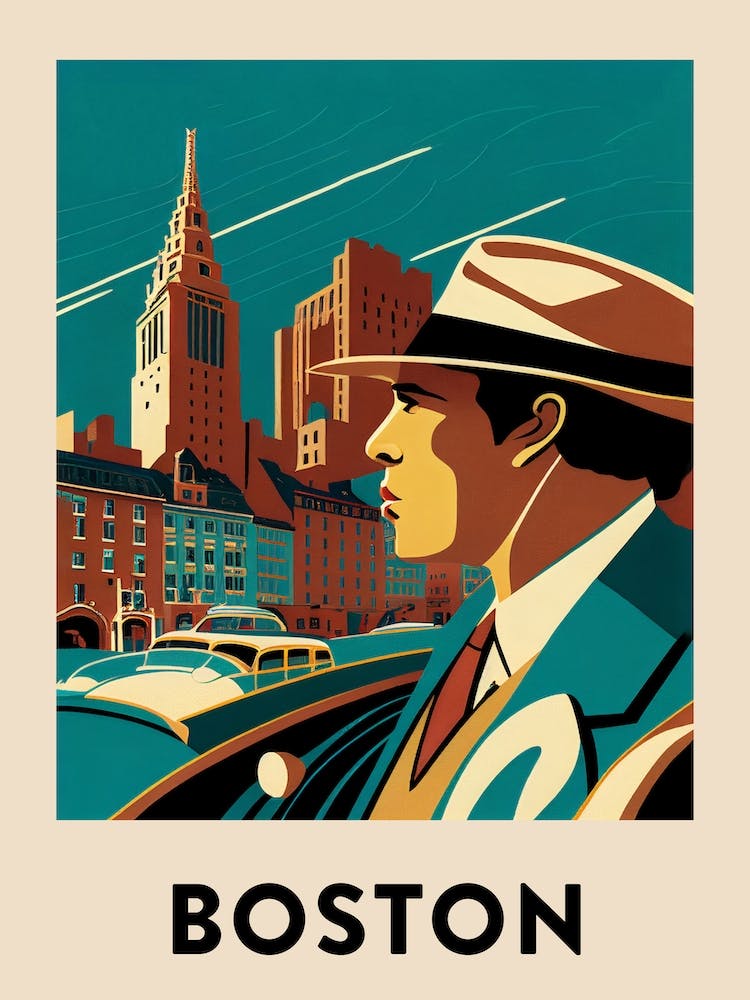 Boston 6 Vintage Travel Poster
