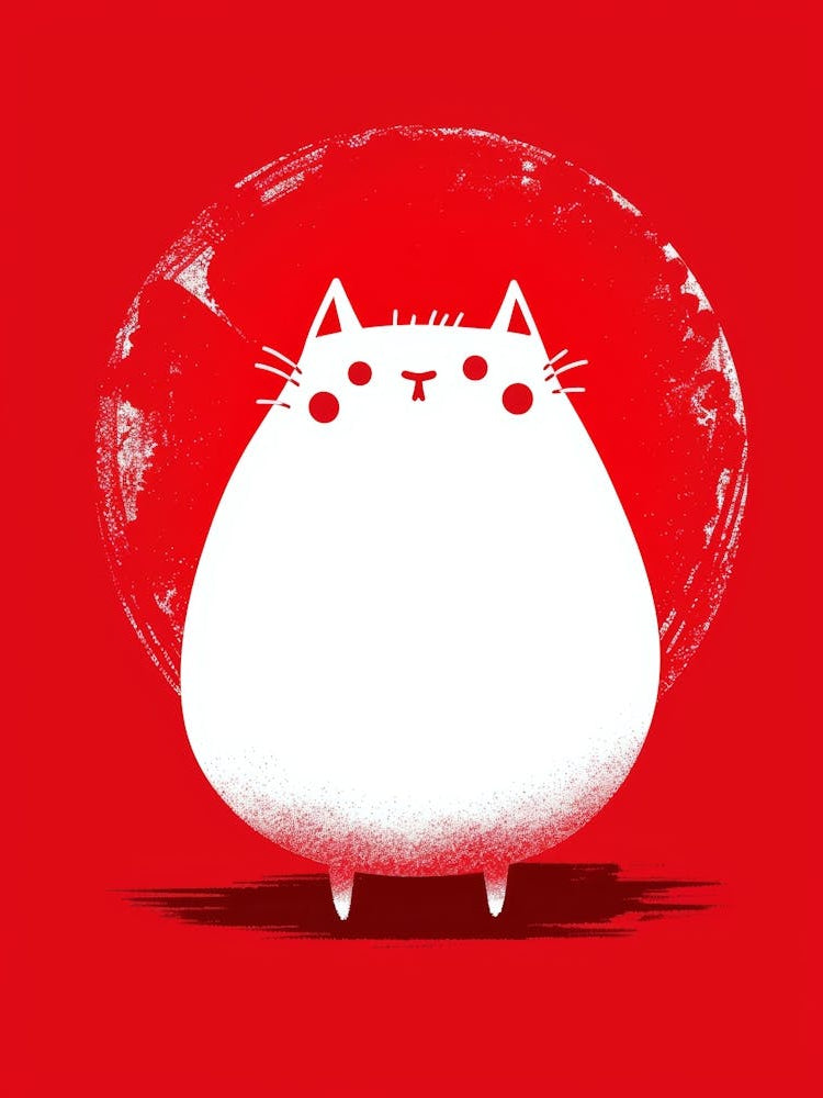 Cat On Red Background 4
