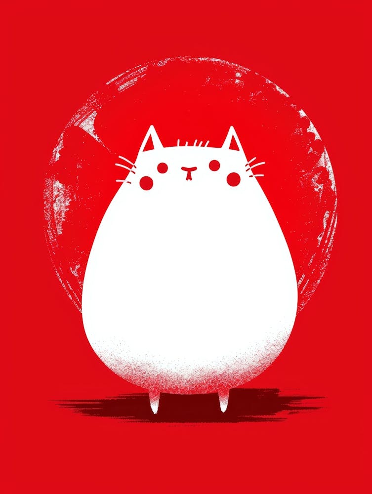 Cat On Red Background 4