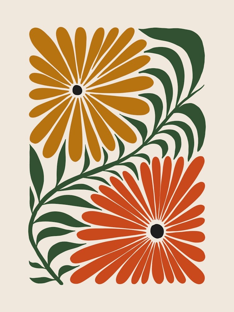 Retro Colorful Wavy Flowers