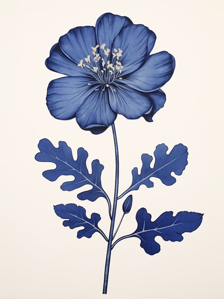 Blue Botanical Portulaca