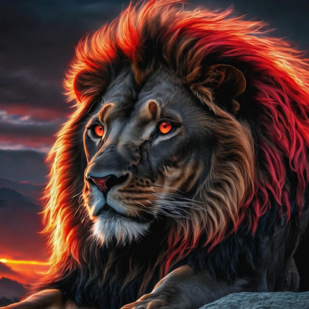 Lion At Sunset