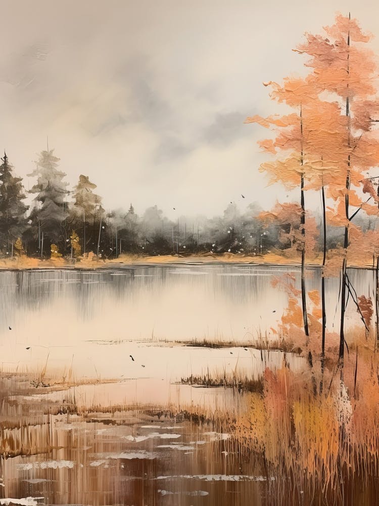 Lac dans les bois en automne, Peinture 21