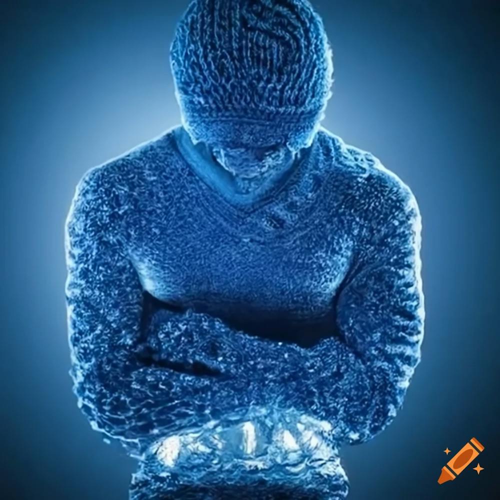 Man Made Of Water With Blue Sweater