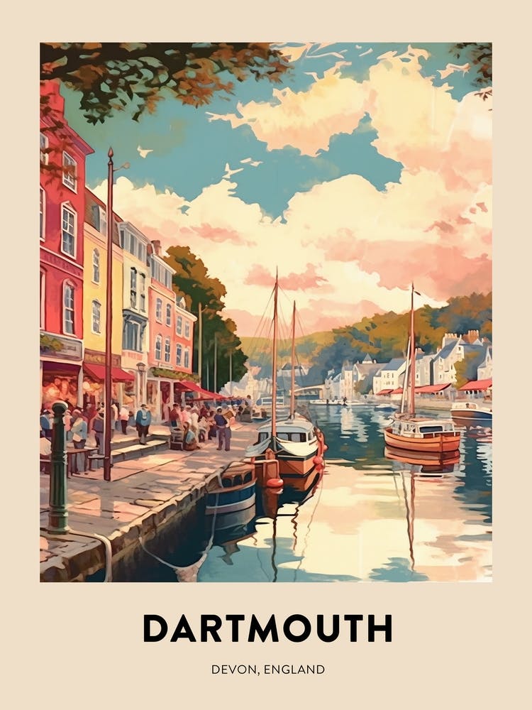 Devon Vintage Travel Poster Dartmouth 2