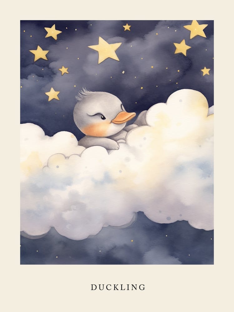 Sleeping Baby Duckling 1 Nursery Poster