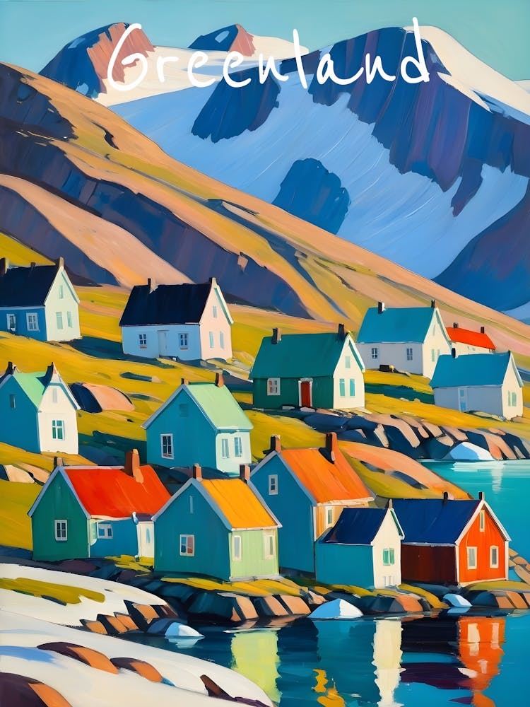 Greenland Travel Poster Fauvist Style Painting 1