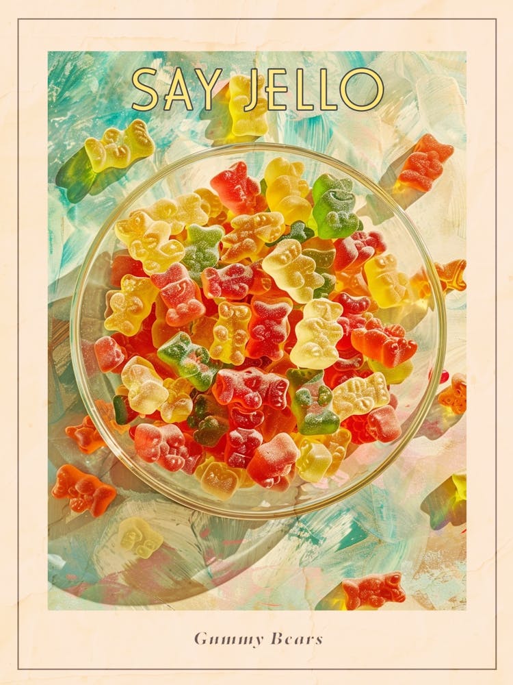 Vintage Gummy Bears Retro Collage 2 Poster