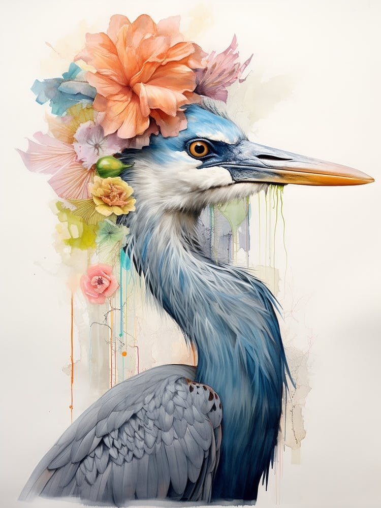 Bird With A Flower Crown Great Blue Heron 4