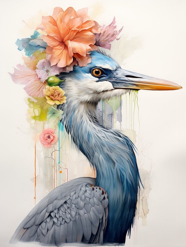 Bird With A Flower Crown Great Blue Heron 4
