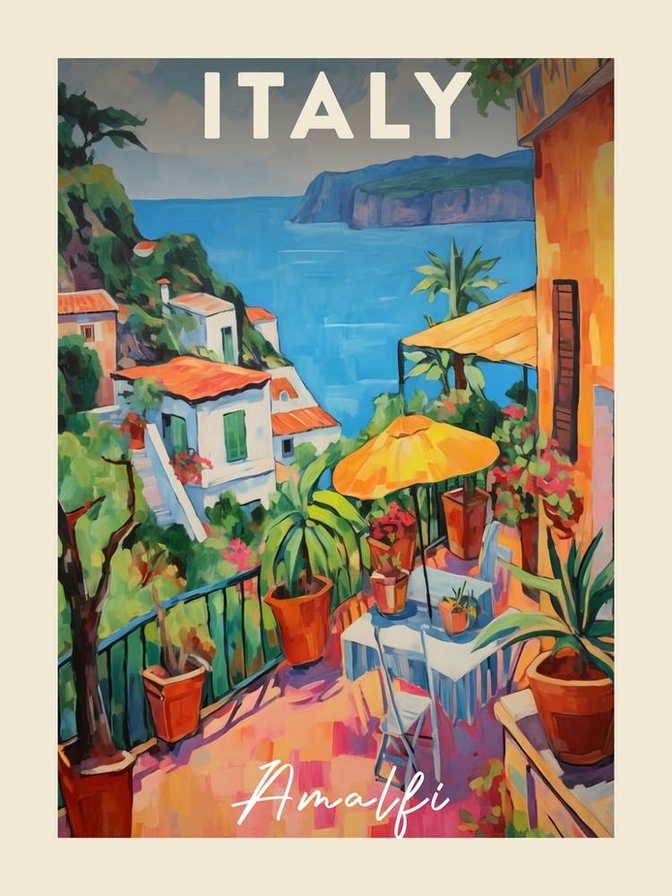 Amalfi Coast Italy 1 Fauvist Painting  Travel Poster