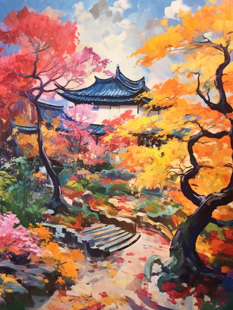Autumn Gardens Painting Lan Su Chinese Garden Usa 1