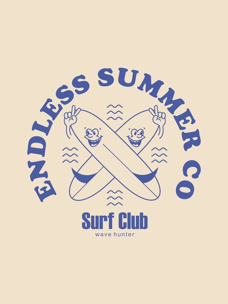 Retro Wall Art Retro Prints Home Decor Retro Print Illustration Surf Club Retro Retro Home Decor