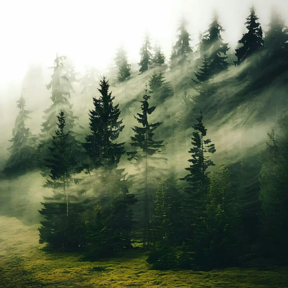Misty Forest on Green Hills