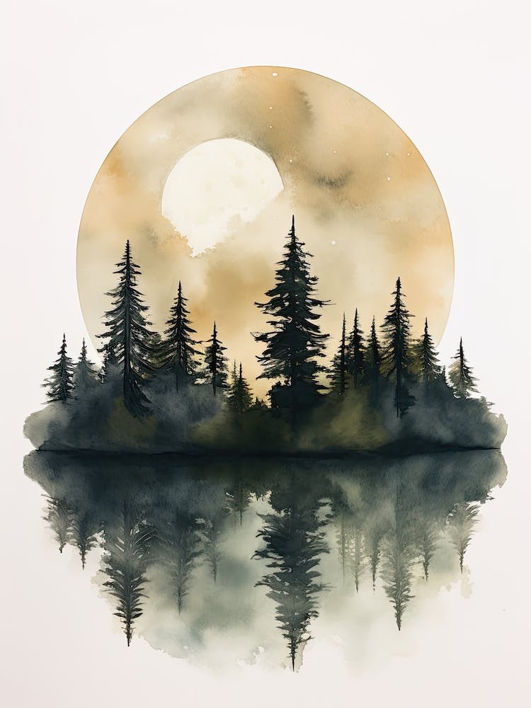 Aquarell von Hoh Rainforest Washington Usa 0