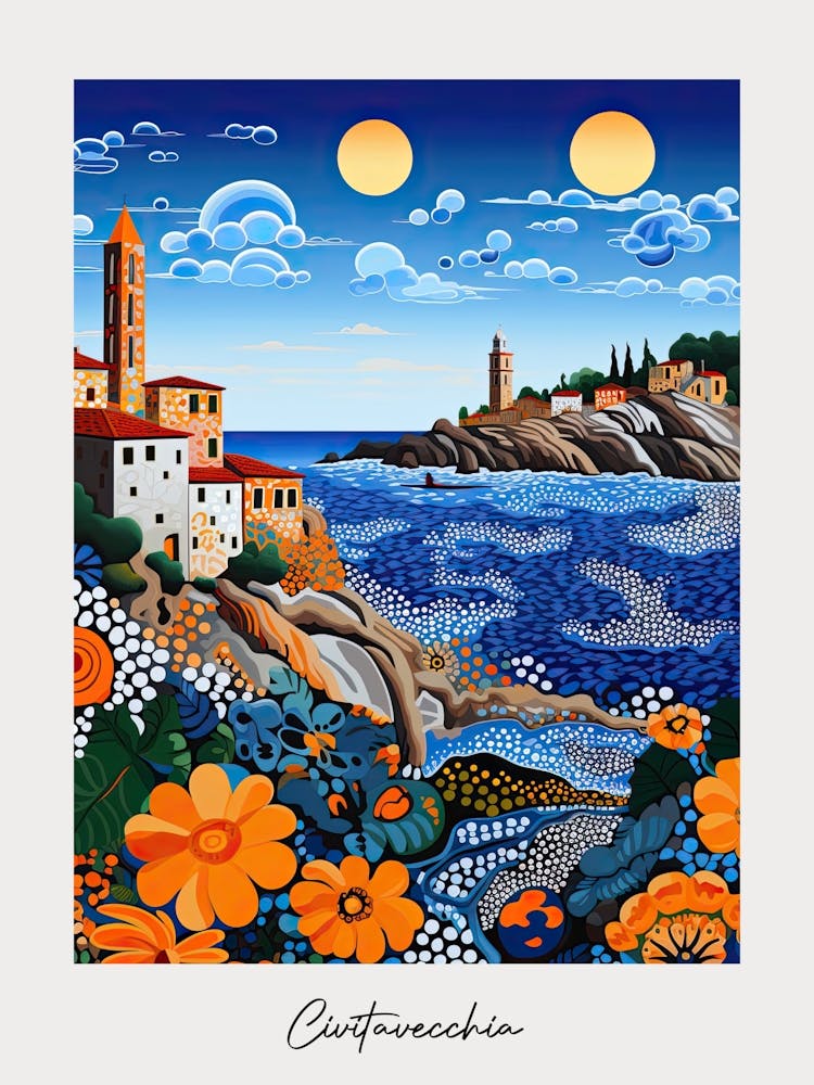 Poster Of Civitavecchia, Italy, Illustration In The Style Of Pop Art 2