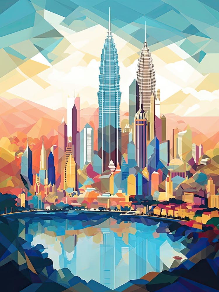 Kuala Lumpur, Malaysia, Geometric Illustration 1