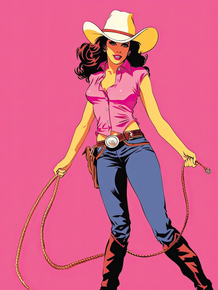 Happy Cowgirl Pink Illustration 4
