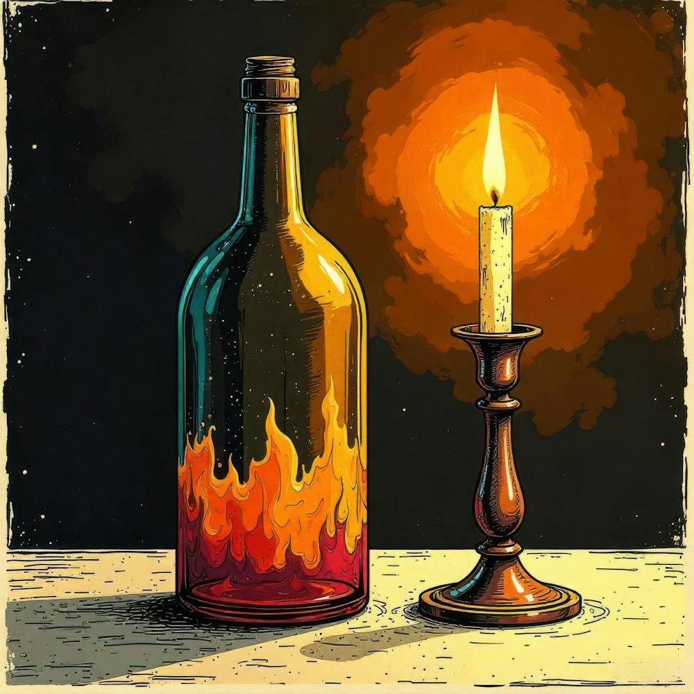 Bottle And Candle 1