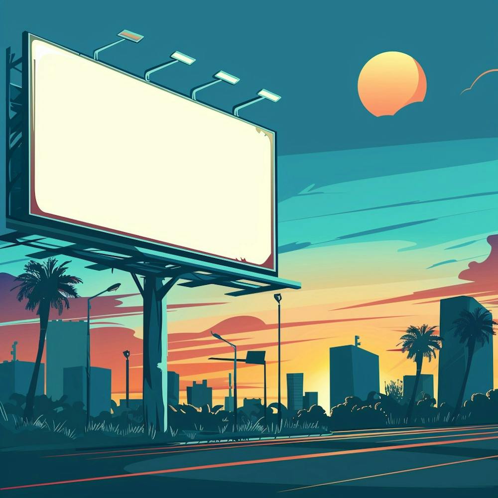 Panneau d'affichage au Coucher du Soleil