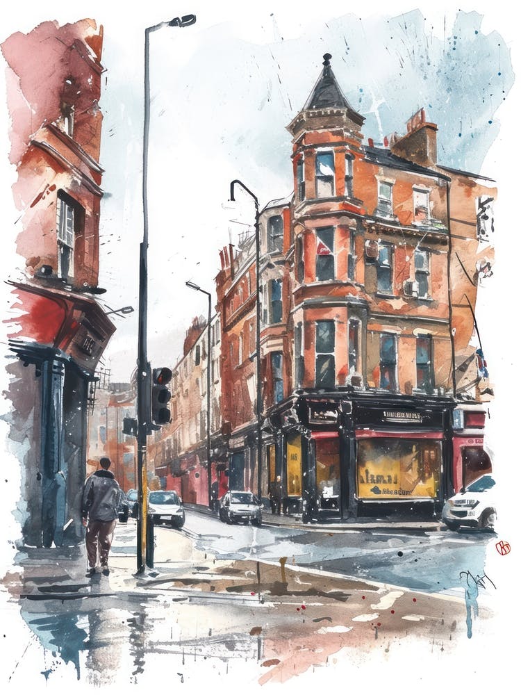 Hackney London Borough   Street Watercolour 6