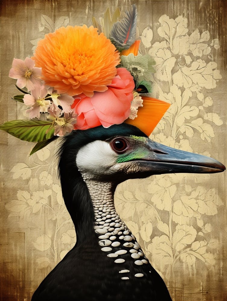 Bird With A Flower Crown Cormorant 2