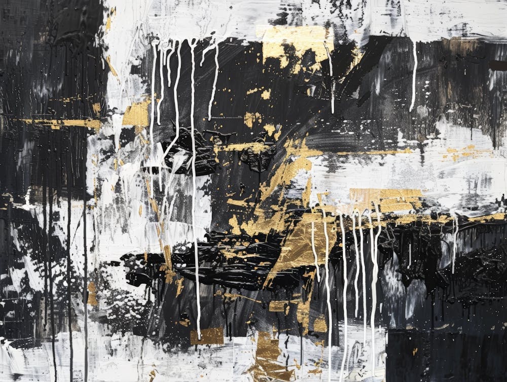 Abstract Black And Gold Painting 7