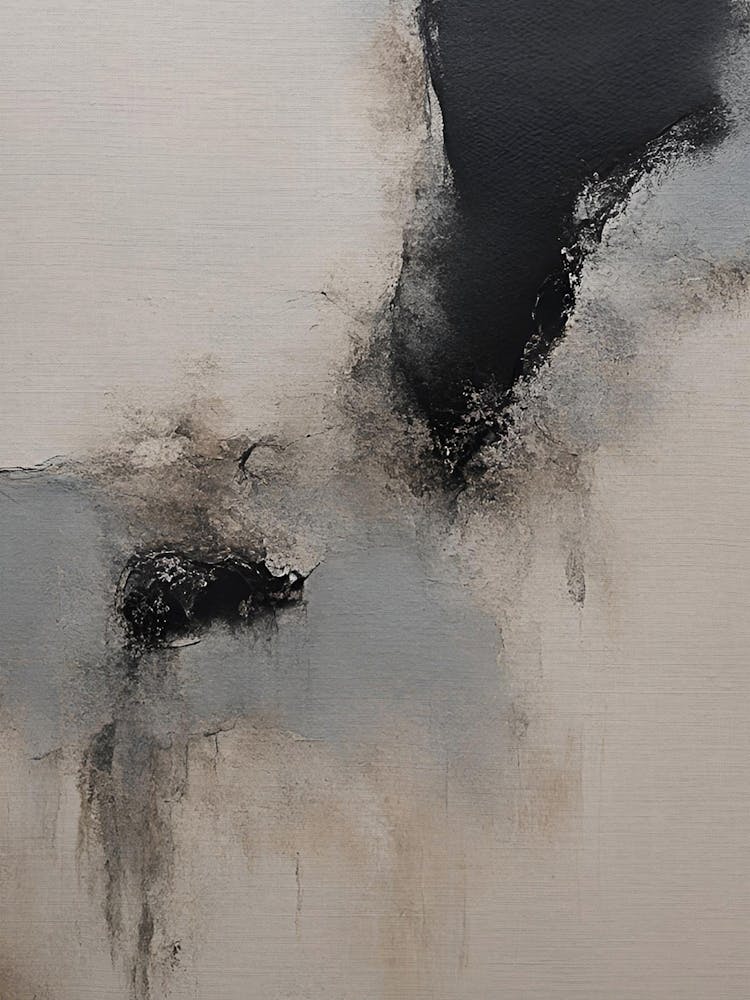 Abstract Beige and Black Wabi-sabi Japandi Scandi Ink Artwork