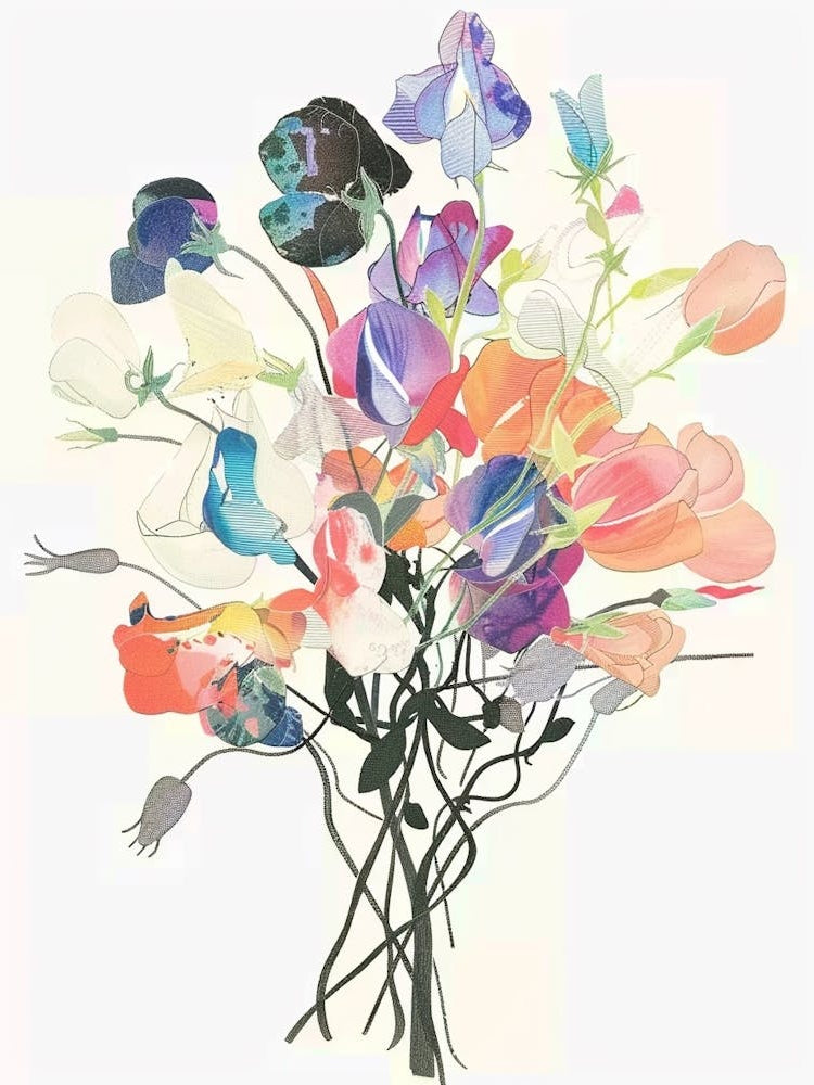 Sweet Pea 1 Collage Flower Bouquet