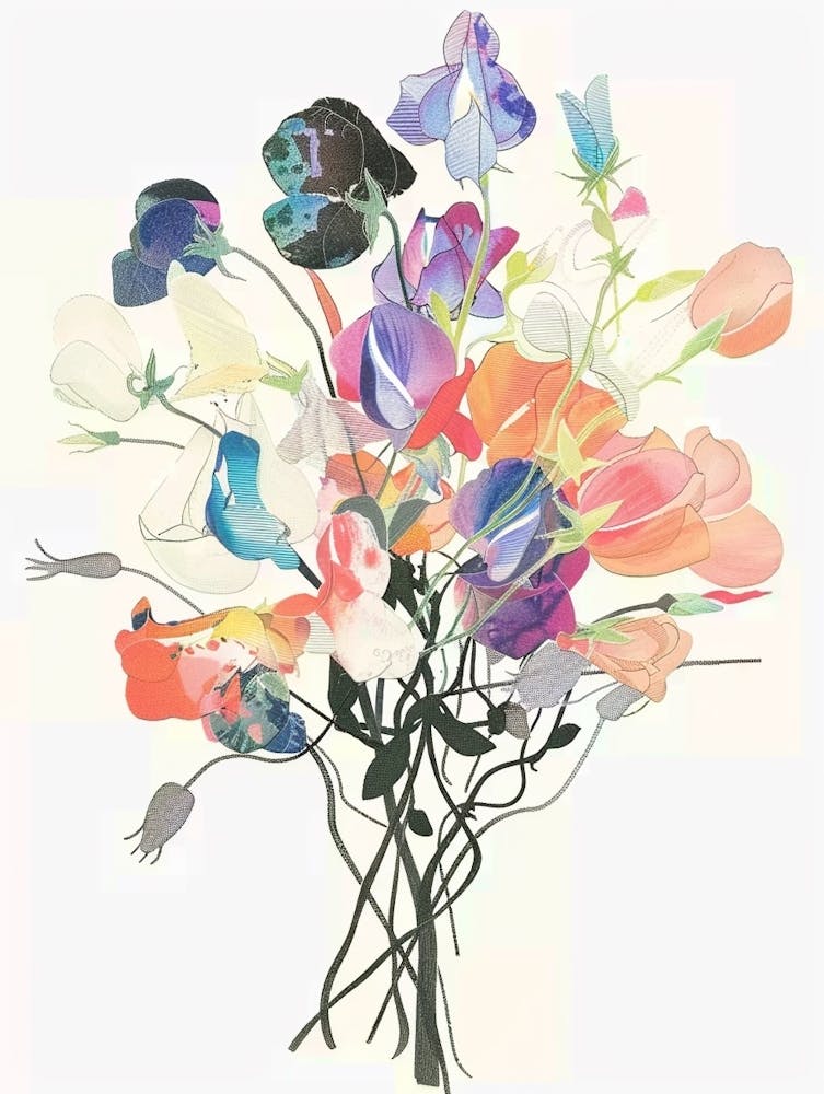 Sweet Pea 1 Collage Flower Bouquet