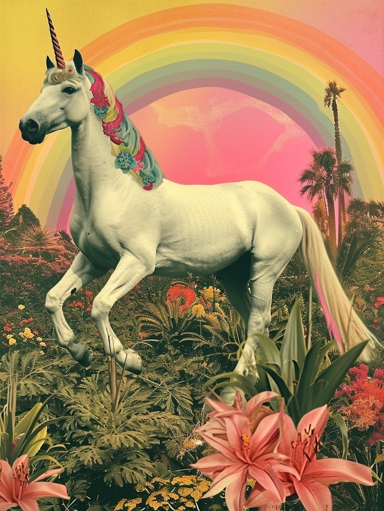 Kitsch Einhorn Regenbogen Collage 3