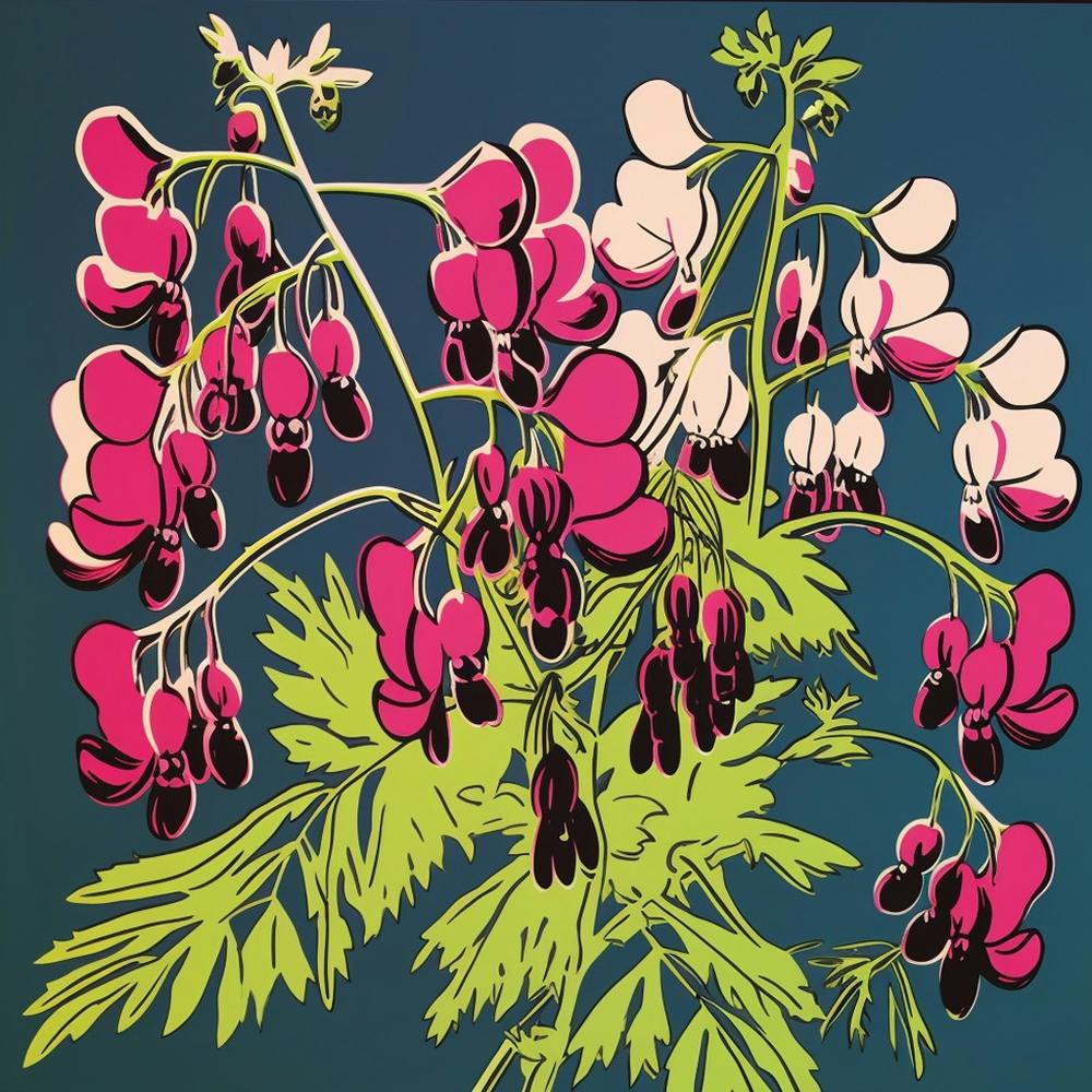 Bleeding Heart Dicentra 2 Pop Art Illustration Square