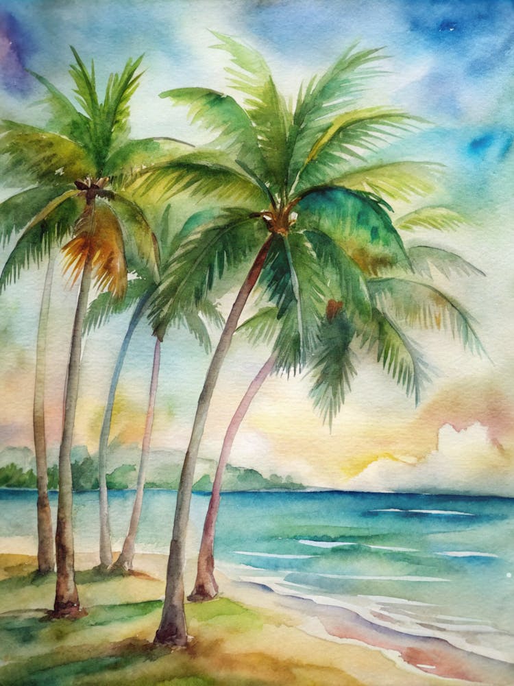 Watercolor Of Palm Trees