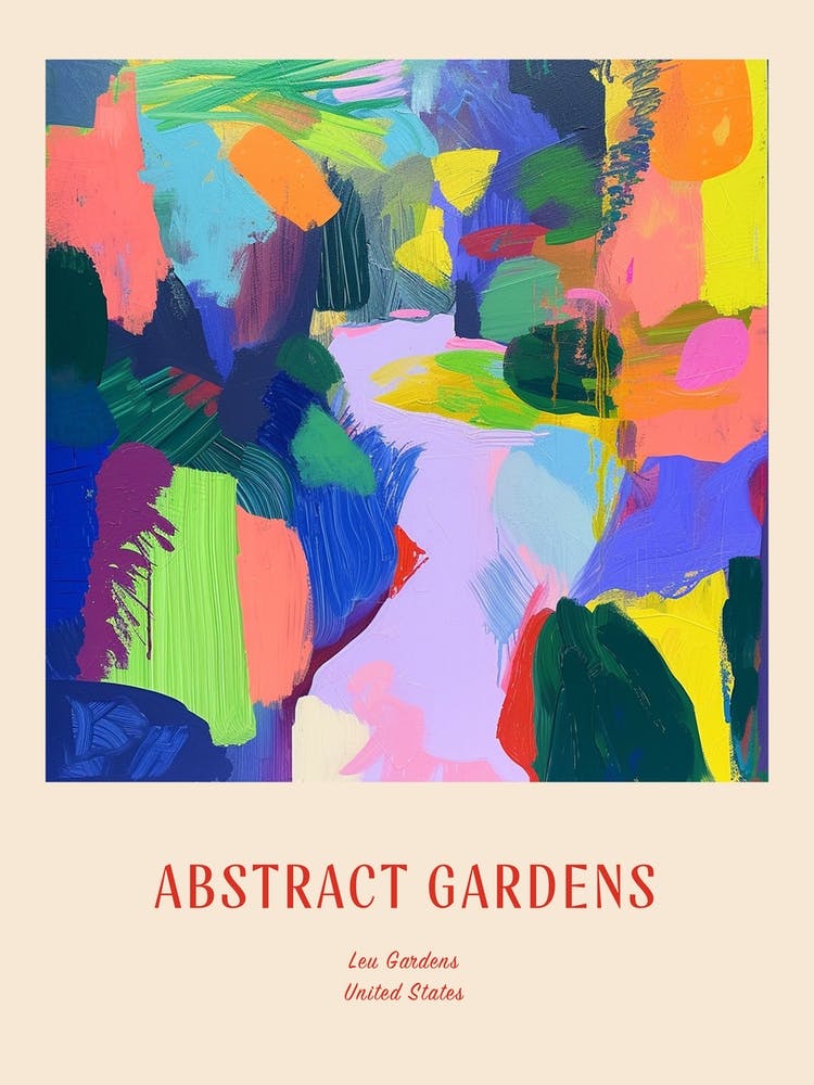 Colourful Gardens Leu Gardens Usa Red Poster
