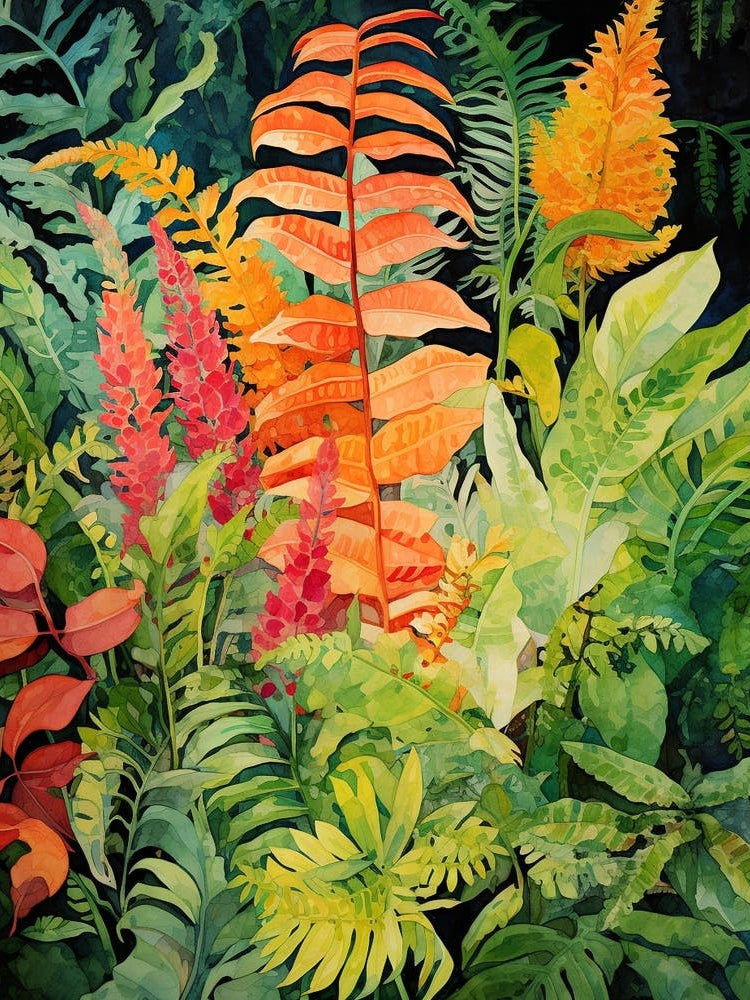 Tropical Plant Painting Boston Fern 1