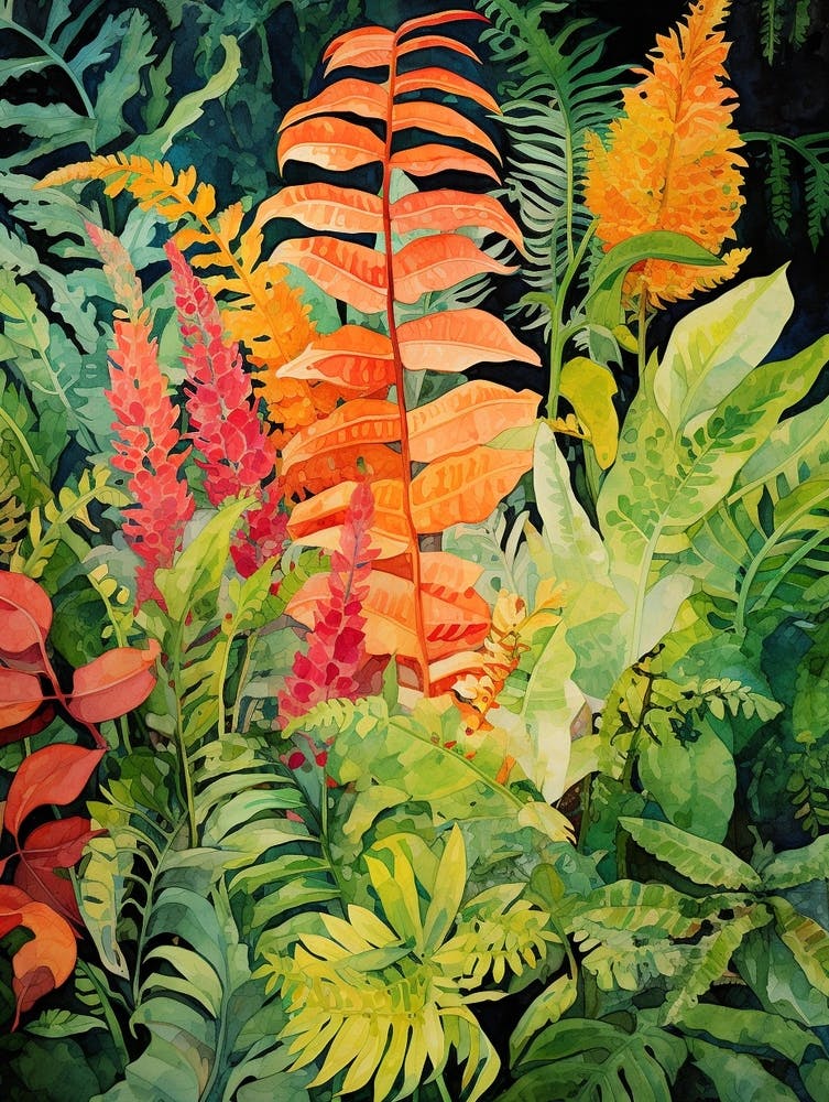 Tropical Plant Painting Boston Fern 1
