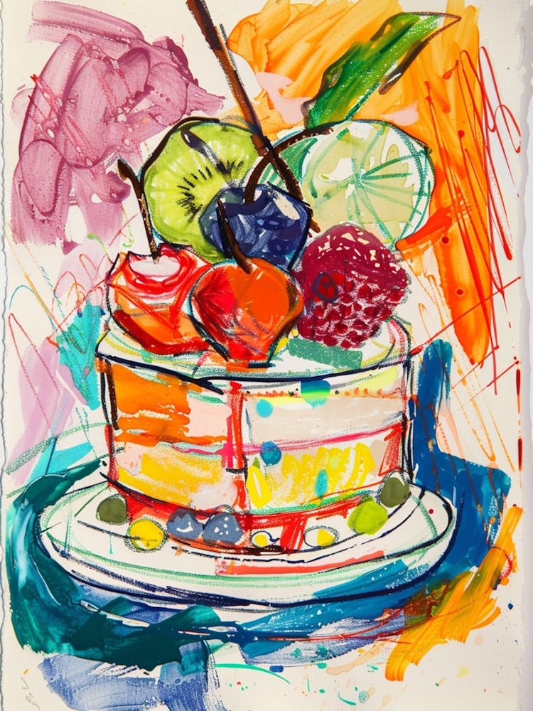 Trifle Gelee-Dessert-Auswahl Filzstift-Illustration 1