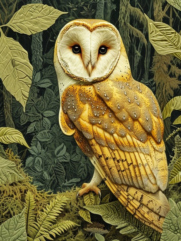 Barn Owl Relief Illustration 4