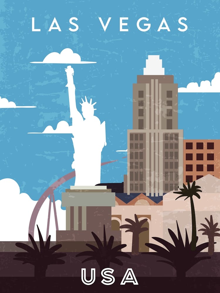 Las Vegas, USA — Retro travel minimalist poster 1