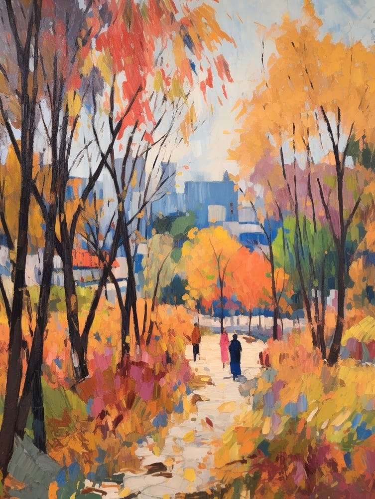 Autumn City Park Painting Daan Forest Park Taipei 2