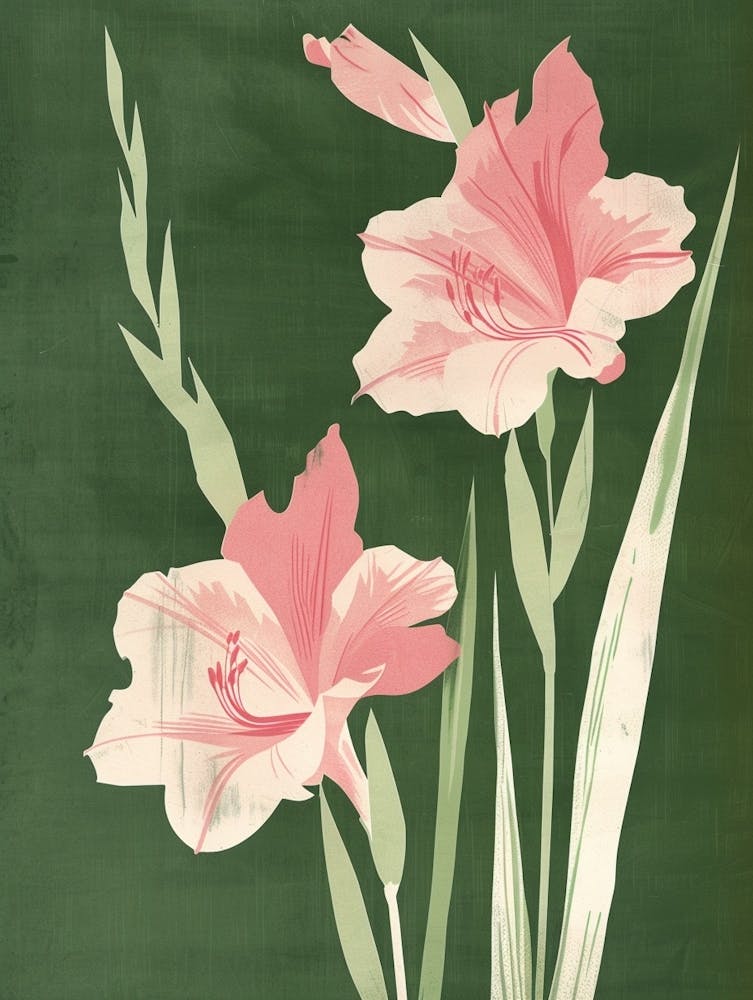 Pink & Green Gladiolus 1