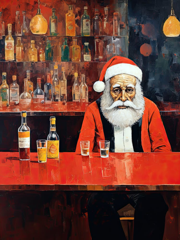 Sad Santa Claus At The Bar 1
