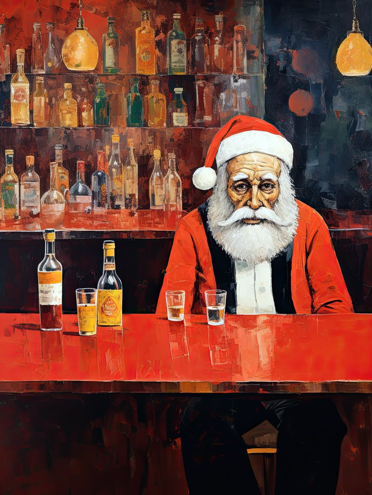 Sad Santa Claus At The Bar 1